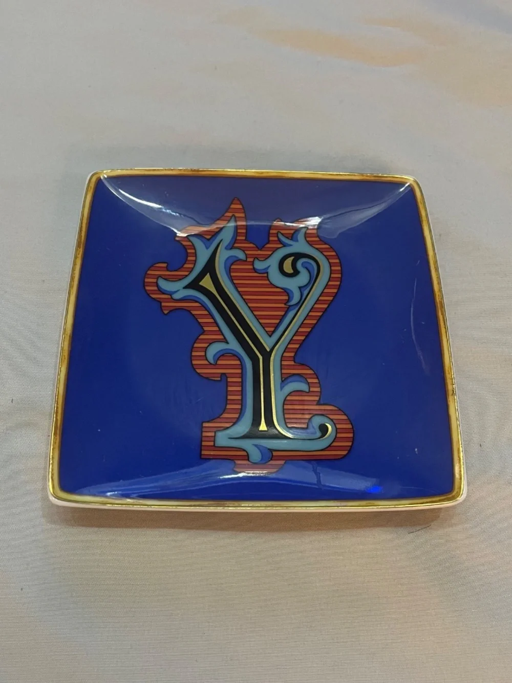 Versace Rosenthal Alphabet Y Small Square Plate 12cm